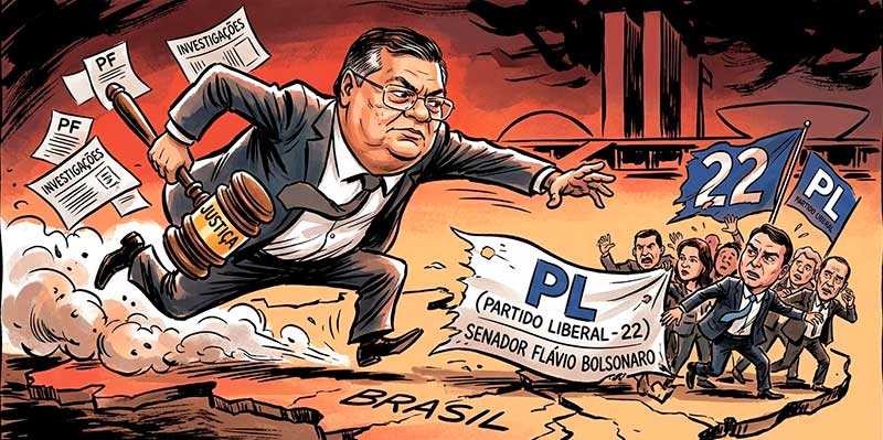 O ministro Flávio Dino determinou o compartilhamento de dados da Polícia Civil com a Polícia Federal no âmbito de apuração sobre o uso de emendas parlamentares na produção de longa-metragem e repasses financeiros na campanha do senador Flávio Bolsonaro.