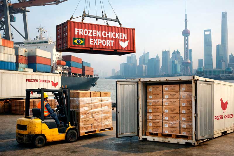 Redirecionamento de cargas, uso de hubs como Singapura e Vietnã e suspensão de novas reservas ao Oriente Médio alteram a logística da proteína brasileira e elevam o custo unitário dos embarques.