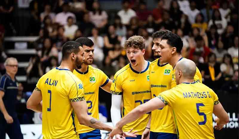 O Brasil venceu de virada a Alemanha neste domingo (20) e encerrou a primeira fase (classificatória) da Ligas da Nações de vôlei masculino na liderança.